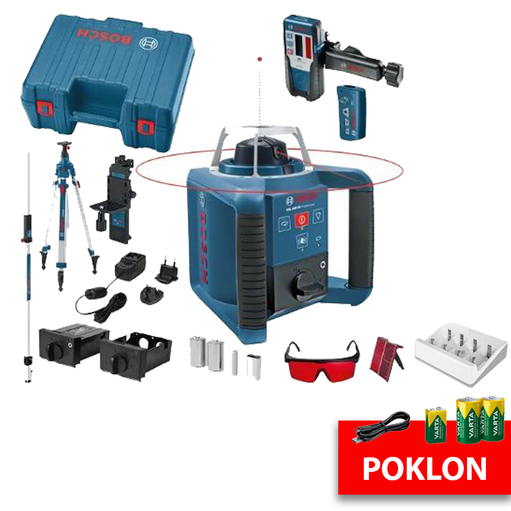 BOSCH građevinski laser GRL 300 HV + BT 300 + GR 240 JIT Set + GRATIS Varta punjač i baterije