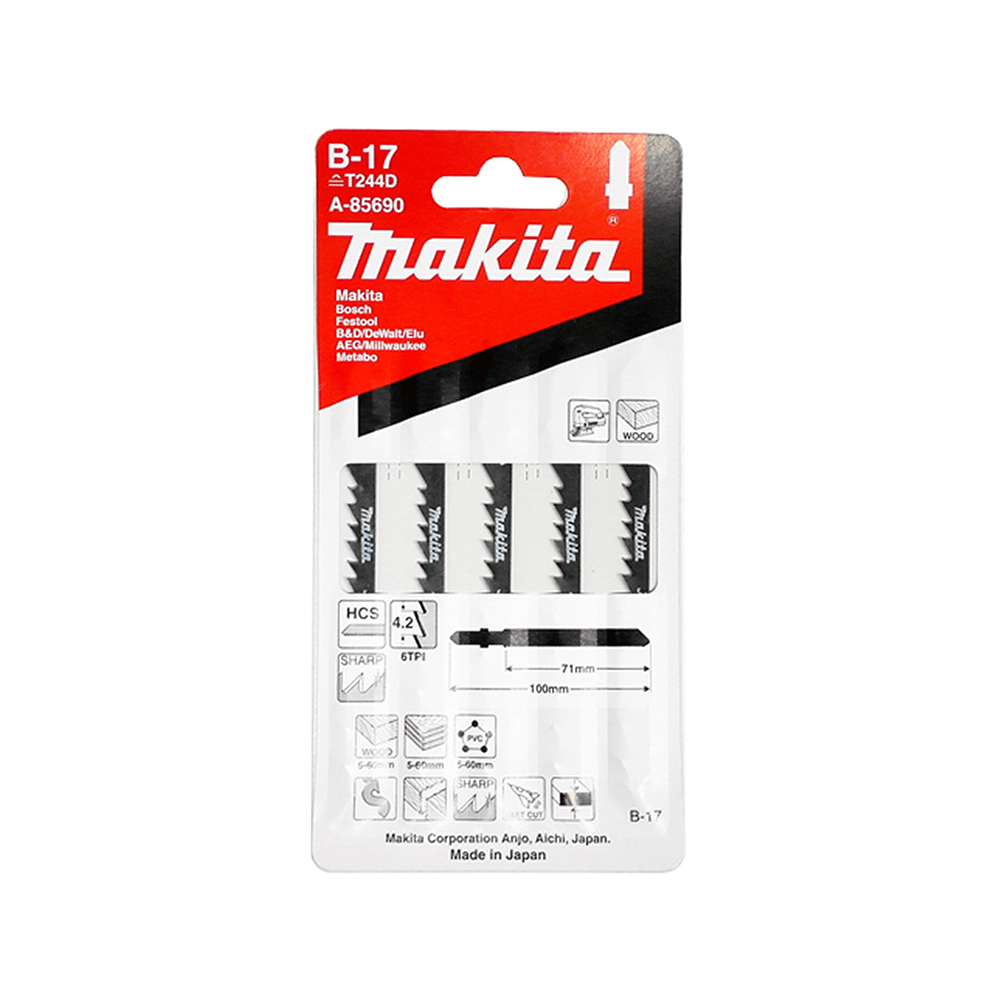 MAKITA list ubodne pile za drvo/PVC/krivulje, 70 mm HCS, B-17, 5 kom A-85690 - Slika 2