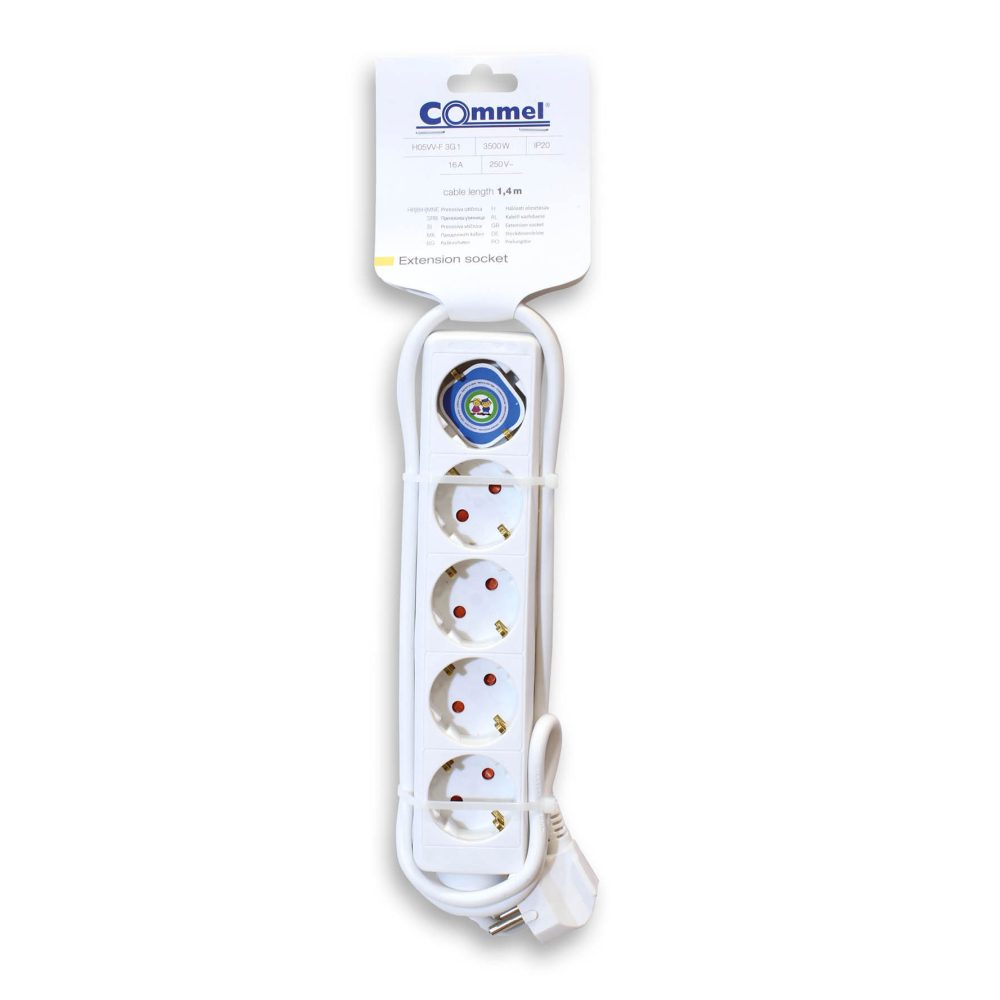 COMMEL produžni kabel 1,4m 5x utičnica 16A bijeli 232-501 - Image 2