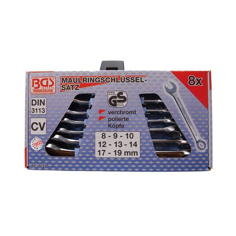 BGS set viljuškasto-okastih ključeva 8-19 mm 8 dj. pro+ 1193