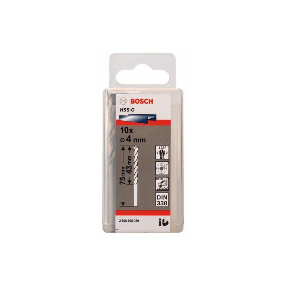 BOSCH svrdlo za metal HSS-G 4x75/43mm, 10 kom - Image 2