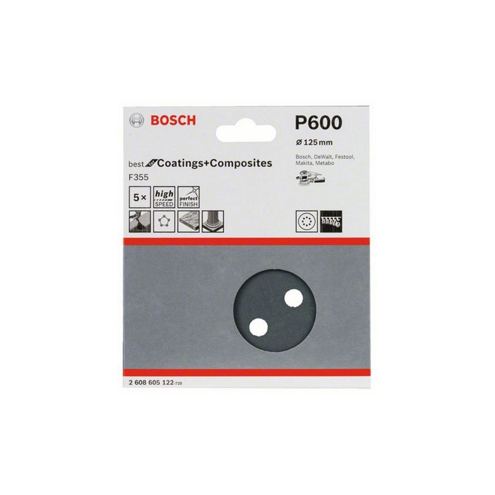 BOSCH brusni list F355 125 mm g600, 5 kom - Image 2