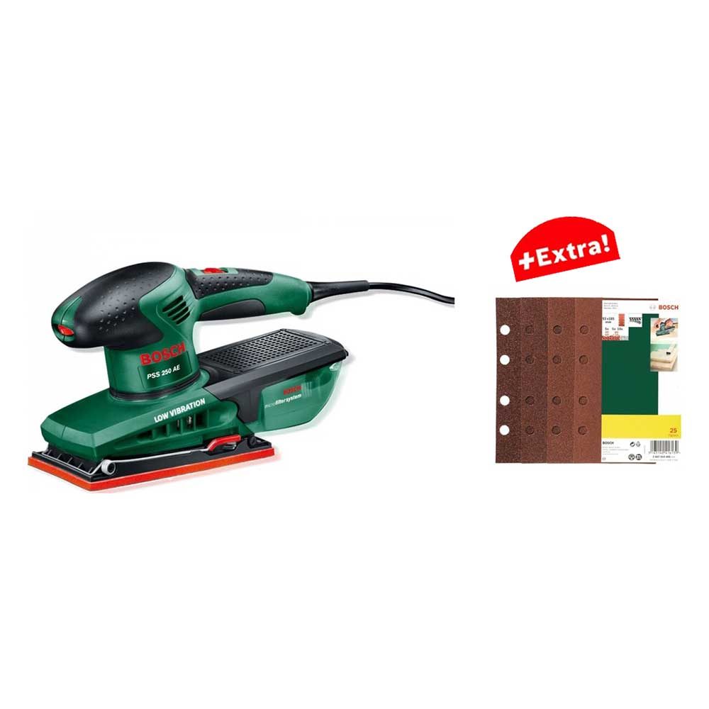 BOSCH vibraciona brusilica PSS 250 AE + 25 dj. set brusnih listova