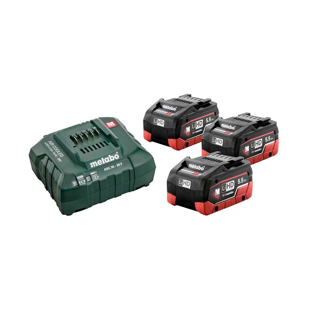 METABO aku set 3xAku 18V 5,5Ah 1xpunjač