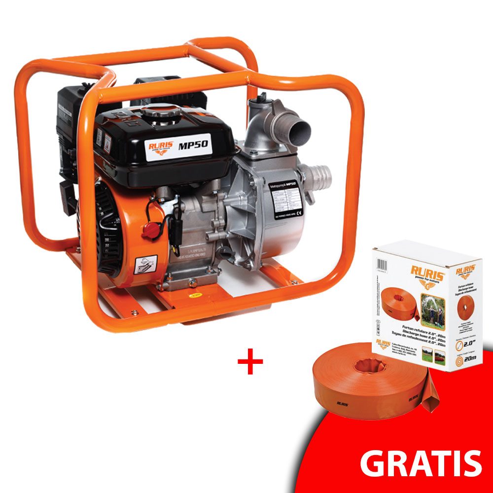 RURIS motorna pumpa za vodu MP50 + crijevo za ispumpavanje 20 m GRATIS