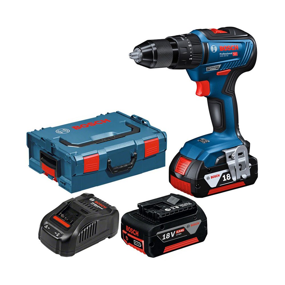 BOSCH aku udarna bušilica-izvijač GSB 18V-50 2xAku 18V 5,0Ah L-Boxx