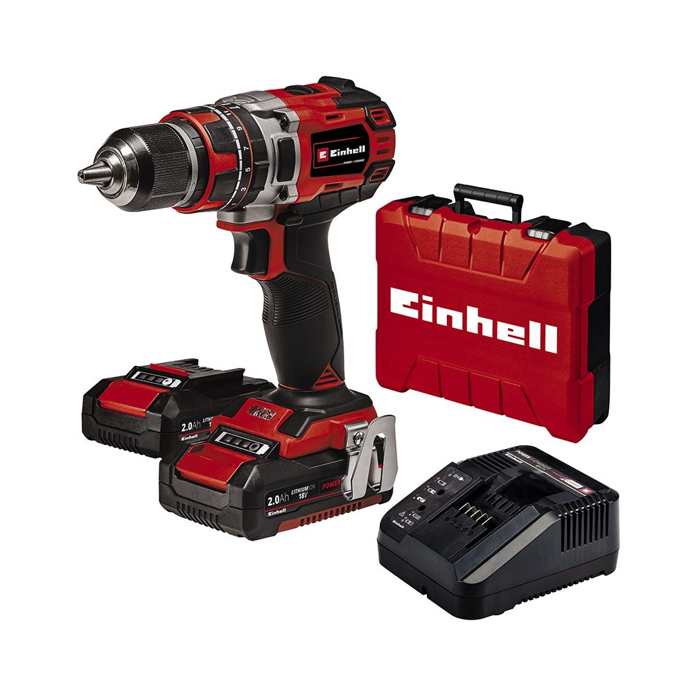 EINHELL aku udarna bušilica TE-CD 18/50 Li-i BL PXC 2xAku 18V 2,0Ah kovčeg