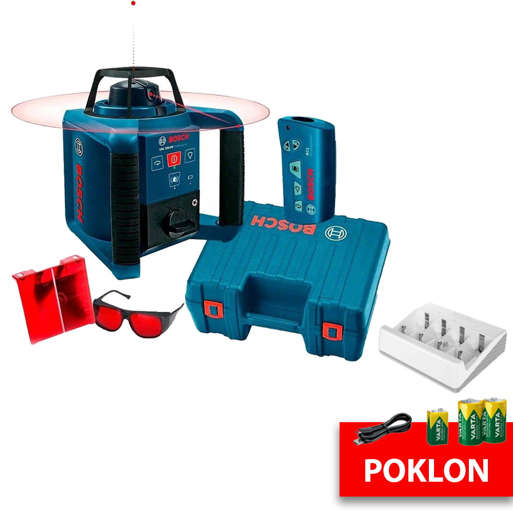 BOSCH građevinski laser GRL 250 HV + GRATIS Varta punjač i baterije