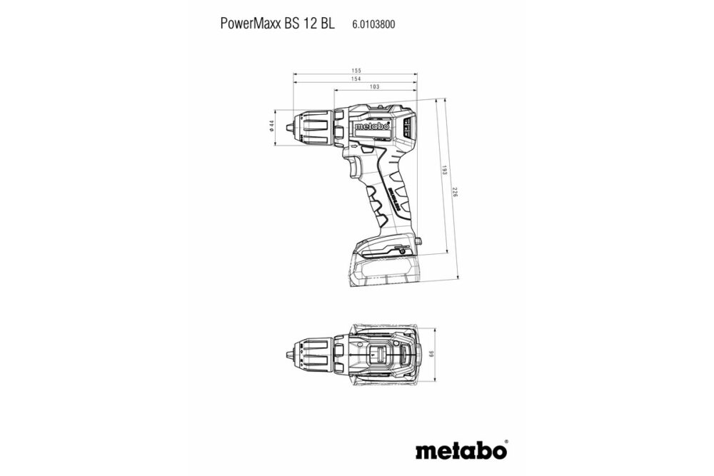METABO aku bušilica-odvijač PowerMaxx BS 12 BL 2xAKu 12V 2,0Ah MetaBOX - Image 2