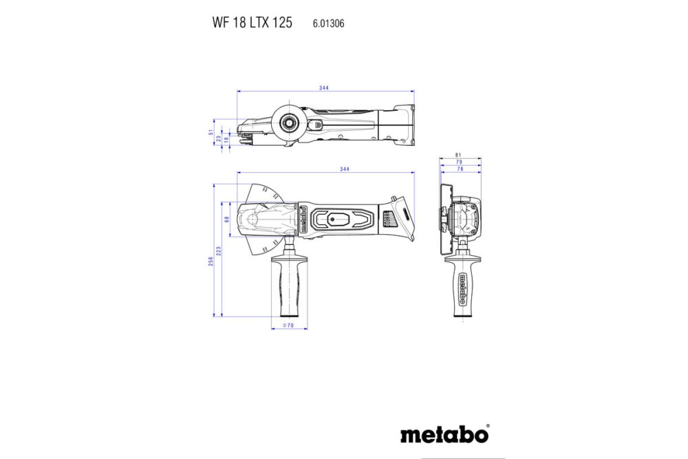 METABO aku kutna brusilica WF 18 LTX 125 Quick 18V MetaBOX bez baterije - Image 4