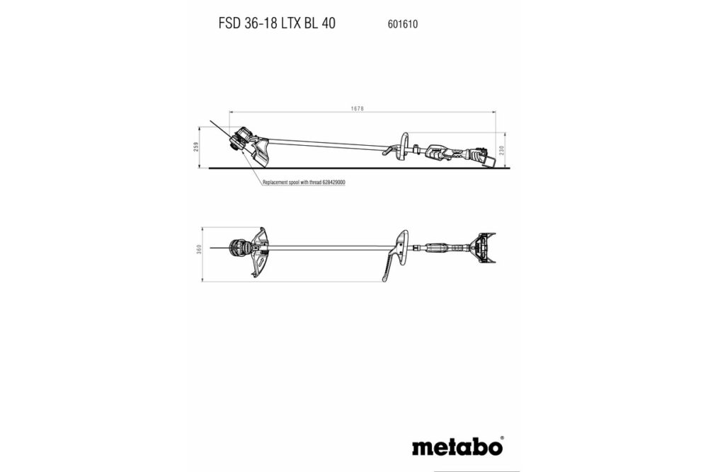 METABO aku trimer za travu FSD 36-18 LTX BL 40 18+18V bez baterije - Image 8