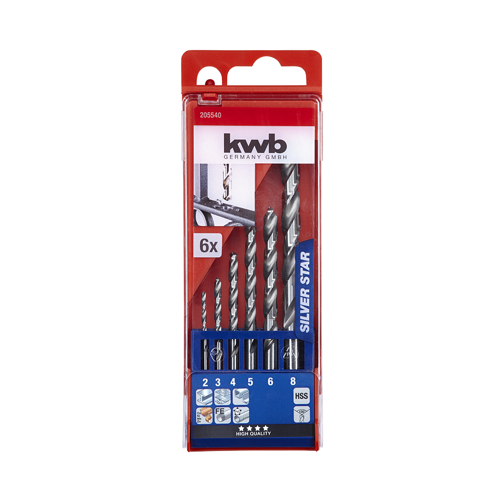 KWB set svrdala za metal 2-8 mm, HSS, Silver Star, 6-dijelni
