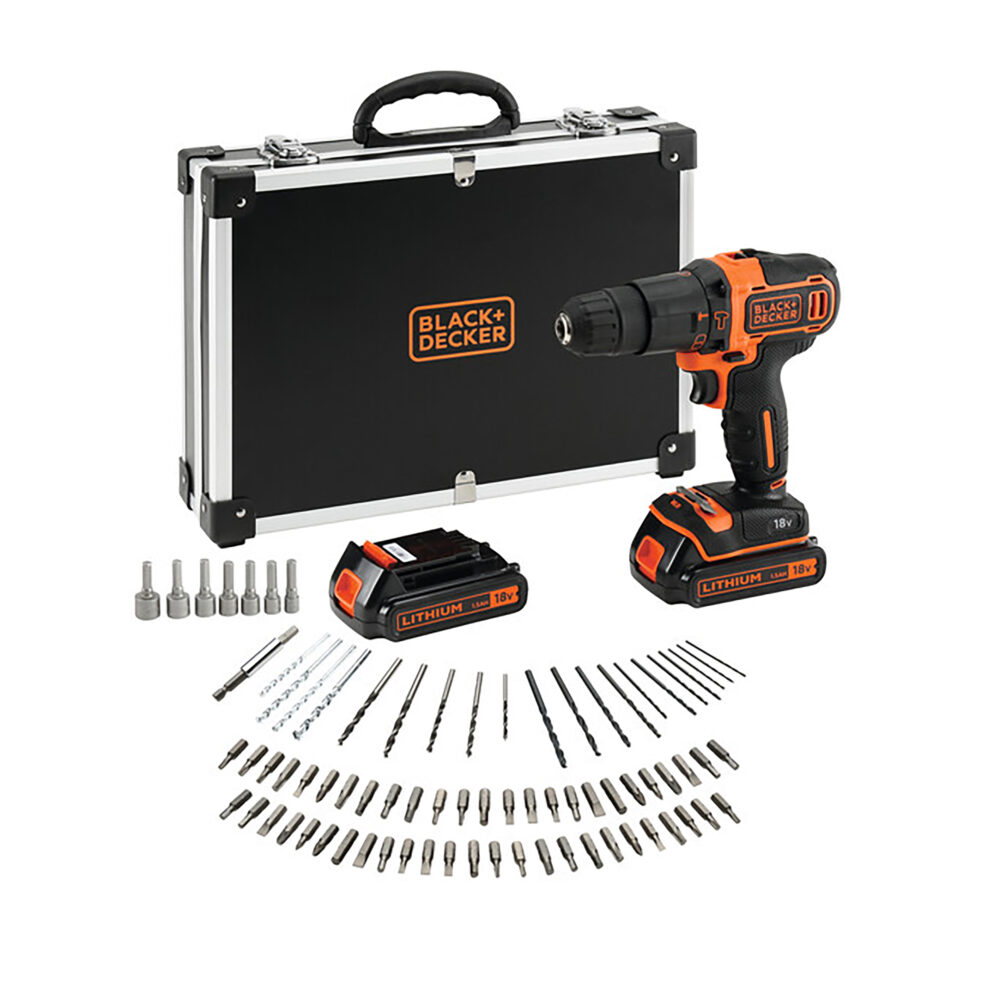 BLACK&DECKER aku udarna bušilica-odvijač BDCHD18BAFC-QW 2xAku 18V 1,5Ah + 80 dj. set pribora