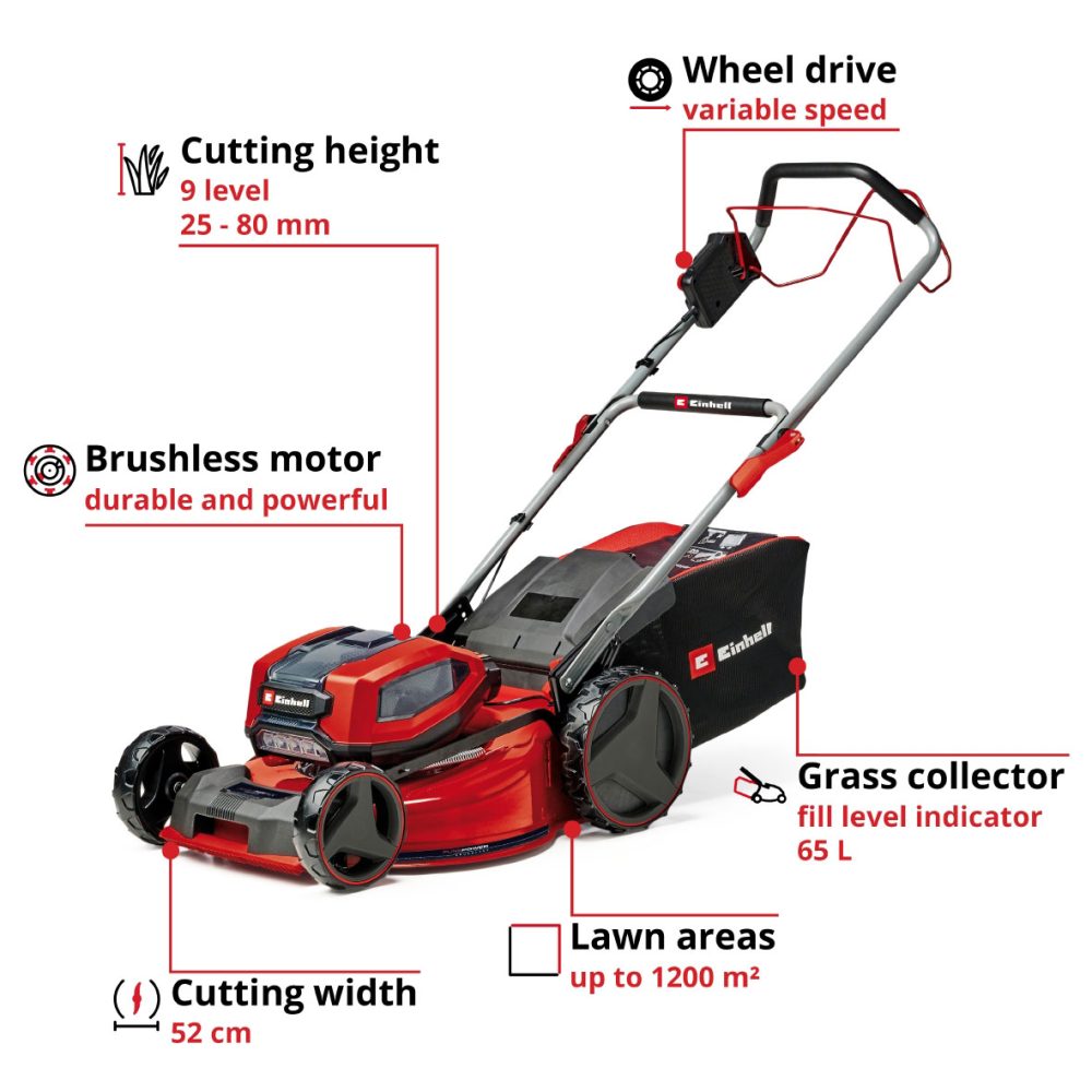 EINHELL aku samohodna kosilica GP-CM 36/52 S Li BL PXC 18+18V 4xAku 5,2Ah 2xpunjač - Image 9