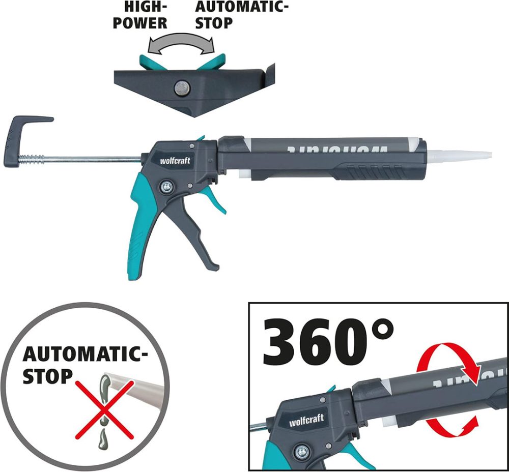 WOLFCRAFT pištolj za kartuše/ silikon MG 550 PRO 310 ml W4358000 - Image 2