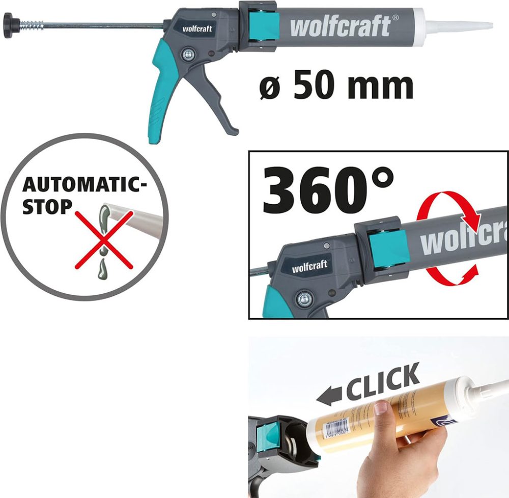 WOLFCRAFT pištolj za kartuše/ silikon MG 310 COMPACT 310 ml W4357000 - Image 3