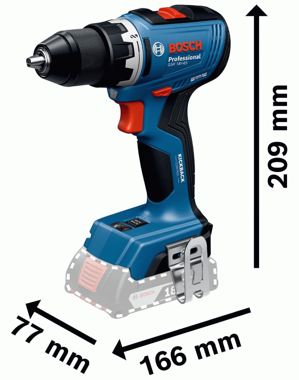 BOSCH aku bušilica GSR 18V-65 18V bez baterije L-Boxx - Image 2