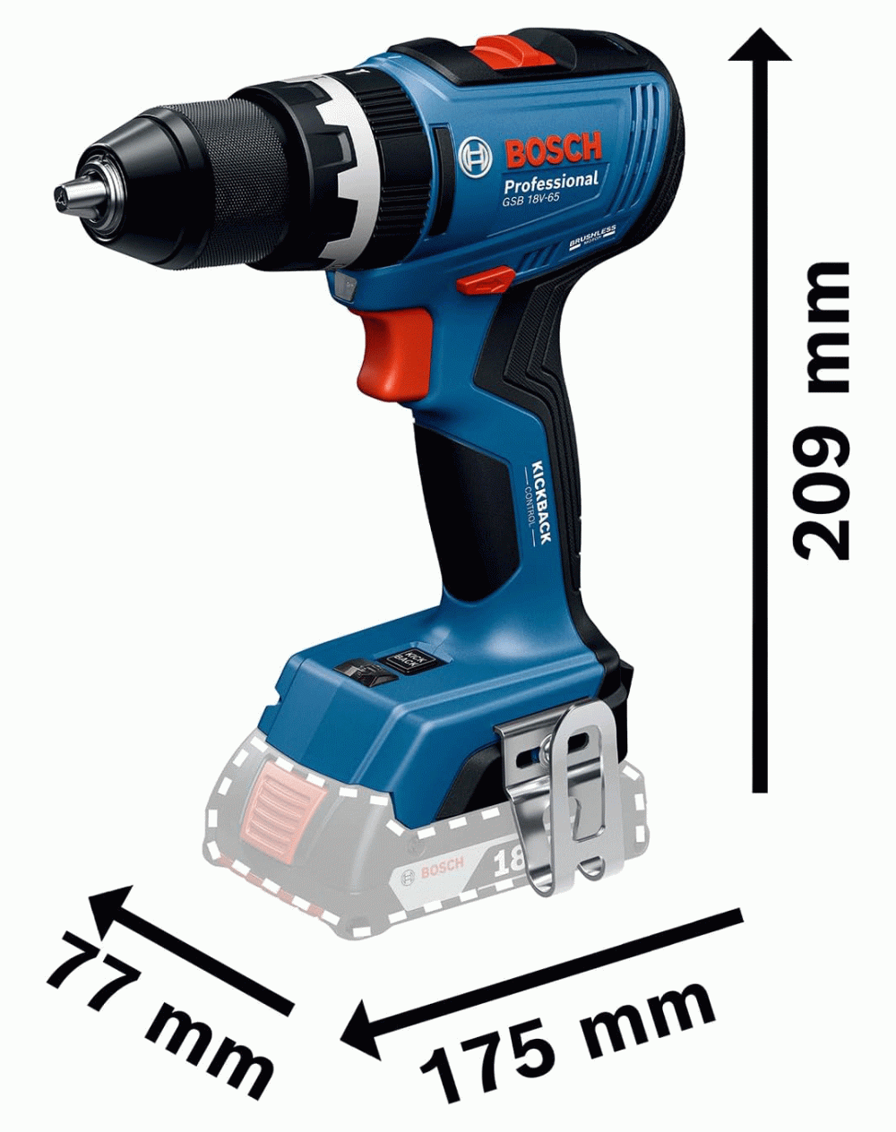 BOSCH aku udarna bušilica GSB 18V-65 PC 2xAku 18V 4,0Ah L-Case - Image 2