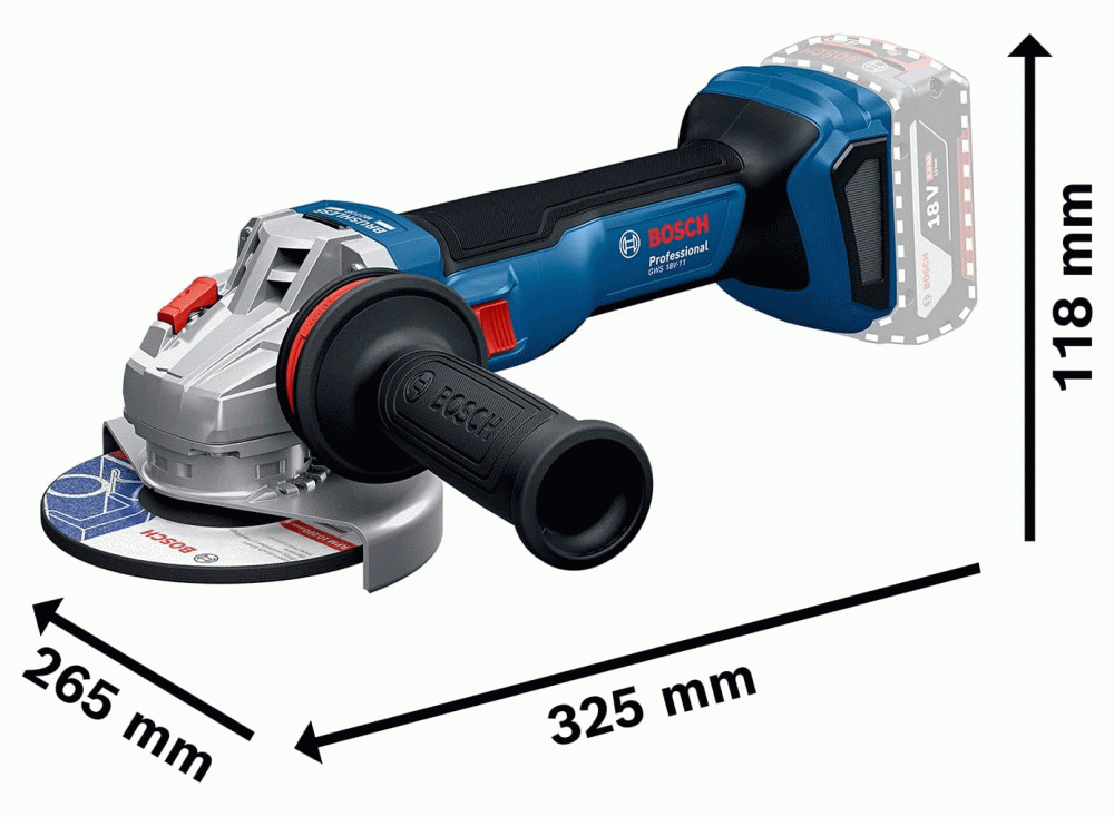 BOSCH aku kutna brusilica GWS 18V-11 18V bez baterije L-Boxx - Image 2