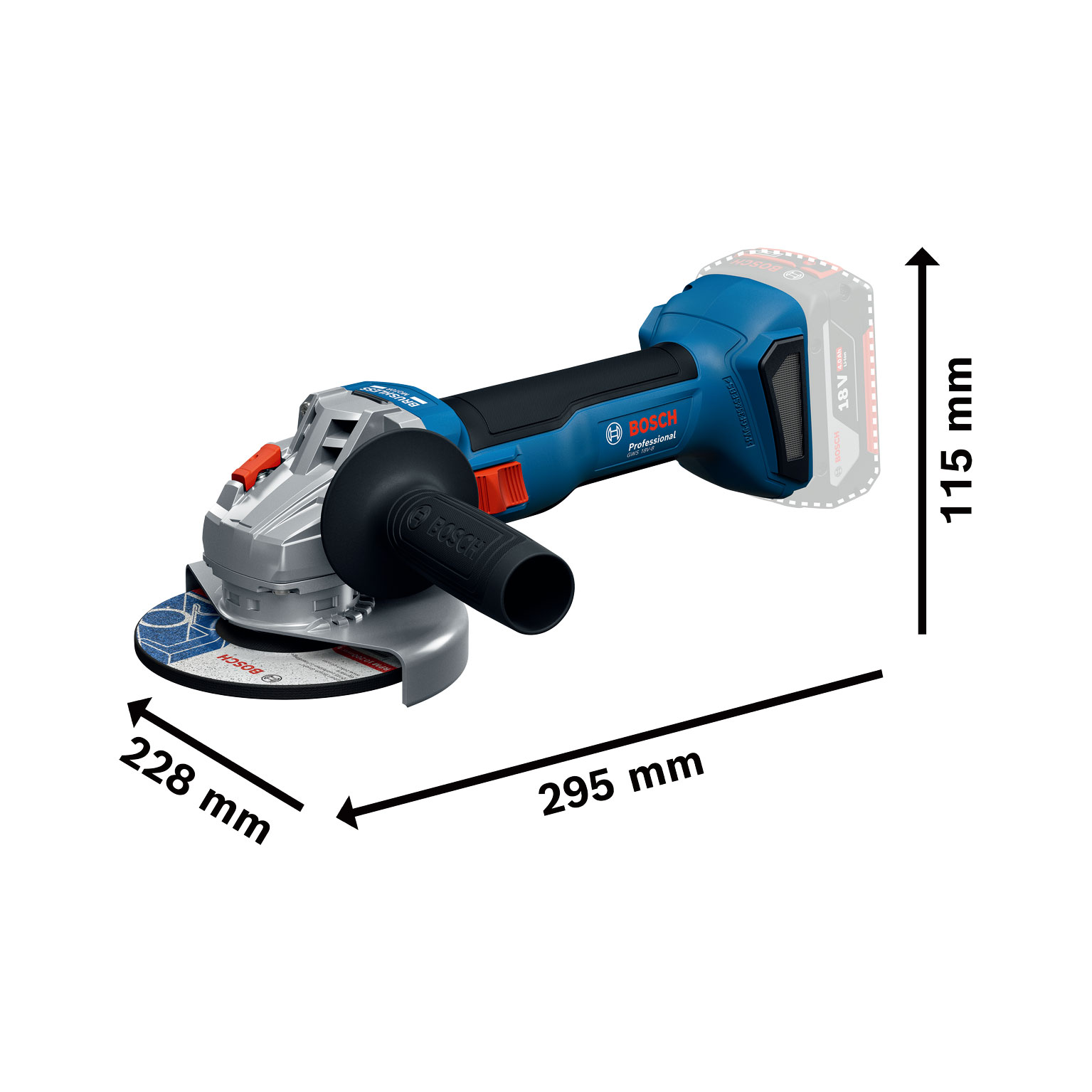 BOSCH aku kutna brusilica GWS 18V-8 18V bez baterije - Slika 4