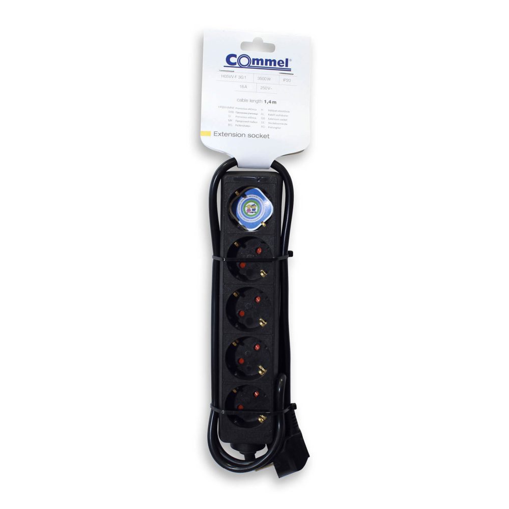COMMEL produžni kabel 1,4m 5x utičnica 16A crni 232-521 - Image 2