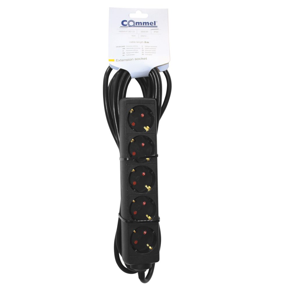COMMEL produžni kabel 5m 5x utičnica 16A crni 232-523 - Image 2