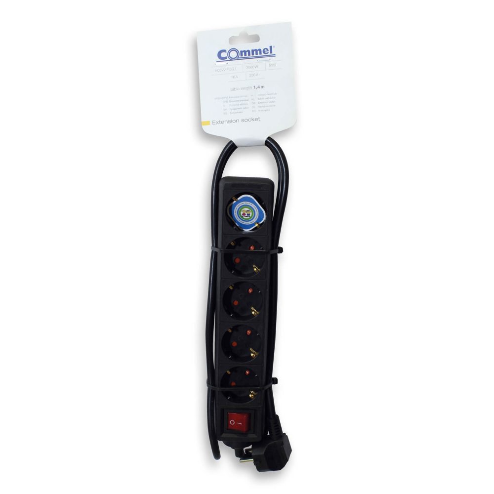 COMMEL produžni kabel 1,4m 3x utičnica 16A sklopka crni 232-524 - Image 2