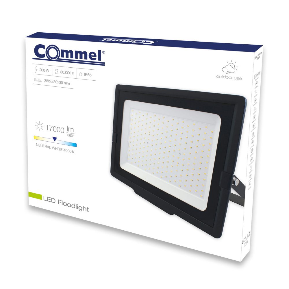 COMMEL LED reflektor 200W 4000K 17000lm crni 306-202 - Image 2