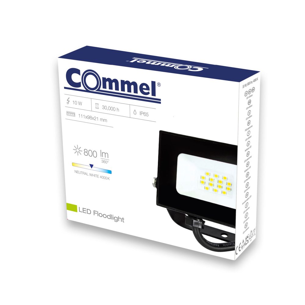 COMMEL LED reflektor 10W 4000K 800lm crni 306-219 - Image 2