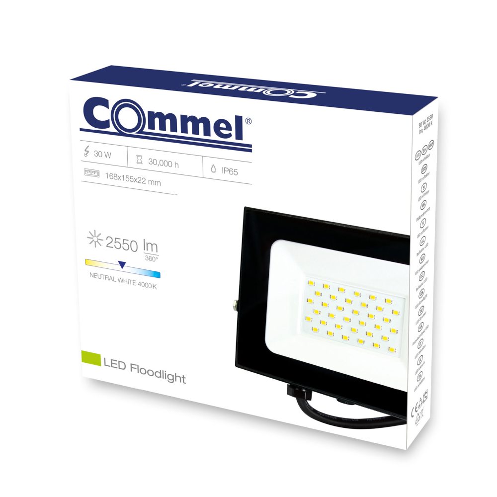 COMMEL LED reflektor 30W 4000K 2550lm crni 306-239 - Image 2