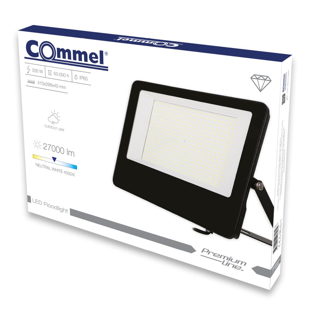 COMMEL LED reflektor Premium 200W 4000K 27000lm crni 306-274 - Image 2