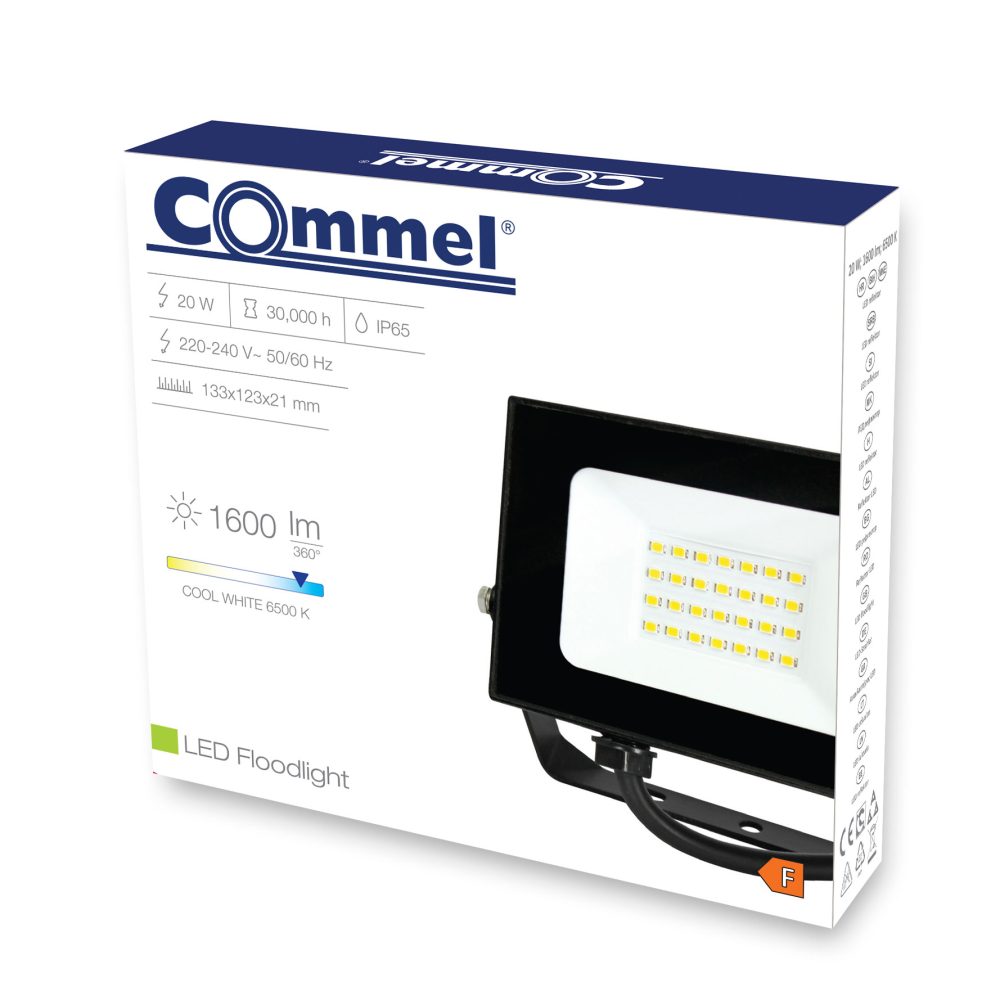 COMMEL LED reflektor 20W 6500K 1600lm crni 306-302 - Image 2