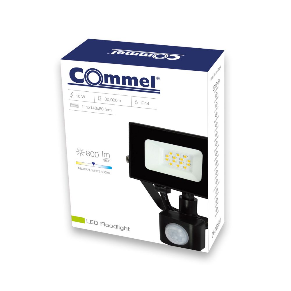 COMMEL LED reflektor 10W 4000K 800lm detektor pokreta crni 307-219 - Image 2