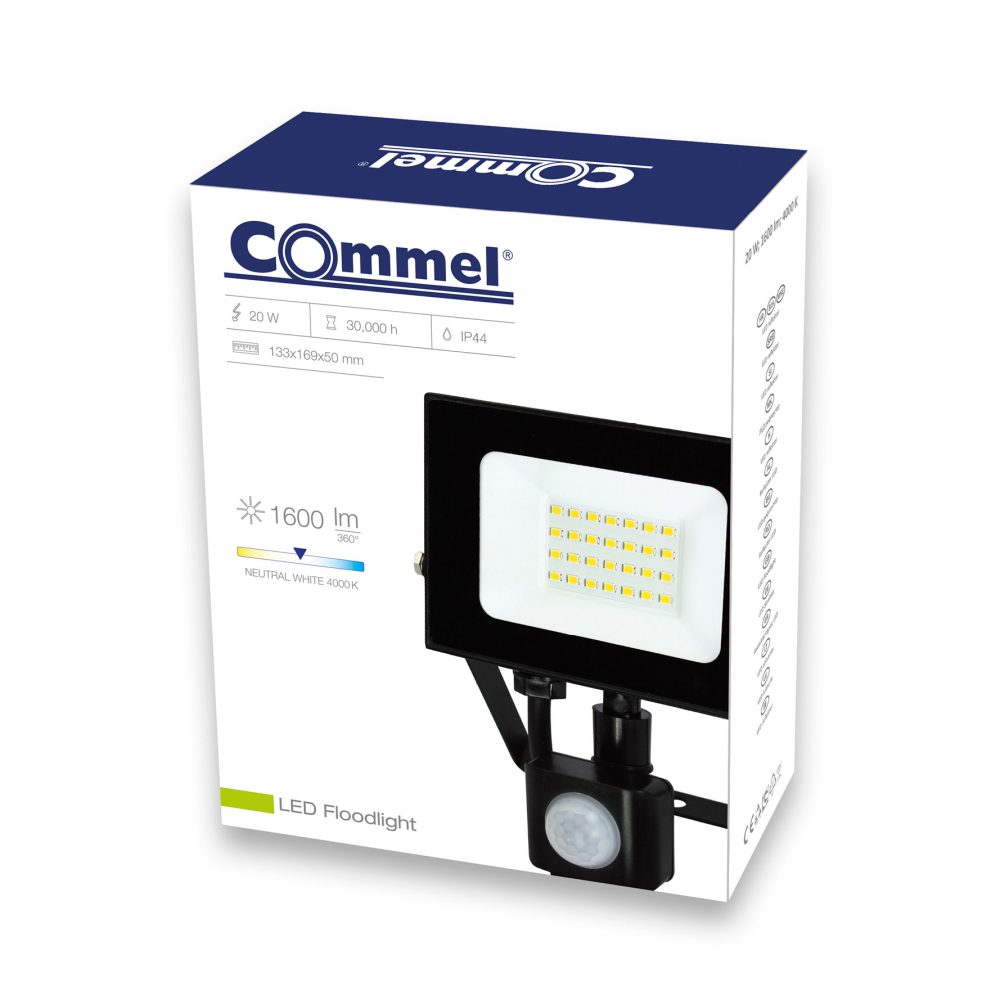 COMMEL LED reflektor 20W 4000K 1600lm detektr pokreta crni 307-229 - Image 2