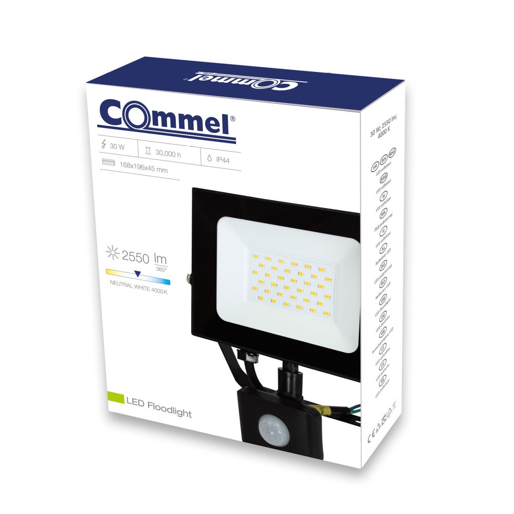 COMMEL LED reflektor 30W 4000K 2550lm detektor pokreta crni 307-239 - Image 2