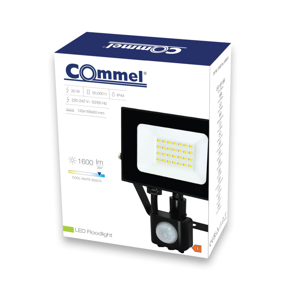 COMMEL LED reflektor 20W 6500K 1600lm detektor pokreta crni 307-302 - Image 2