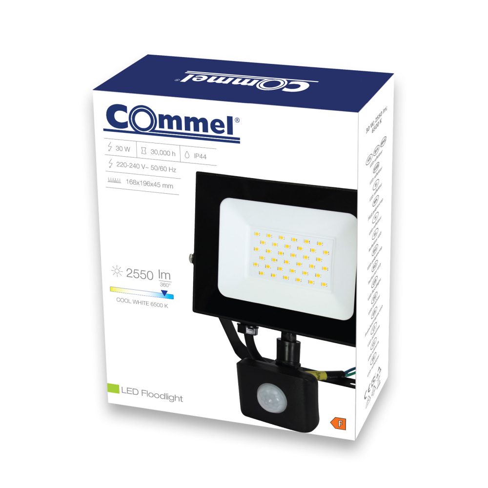 COMMEL LED reflektor 30W 6500K 2550lm detektor pokreta crni 307-303 - Image 2