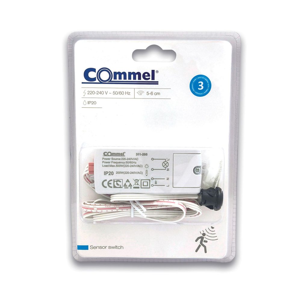 COMMEL infracrveni kratki senzorski prekidač 500W domet 5-6cm bijeli 311-205 - Image 2