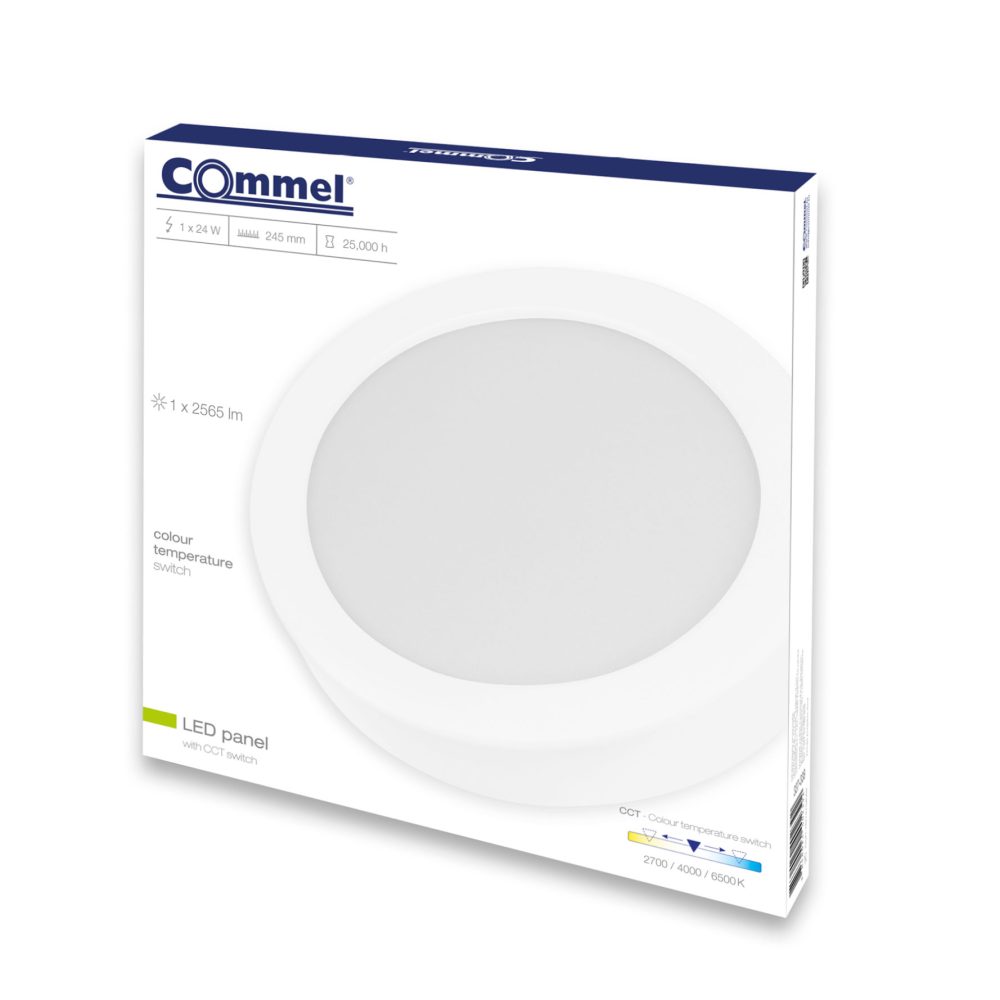 COMMEL LED panel 24W, 2700/4000/6500K, 2565lm, sklopka, bijeli 337-338 - Image 2