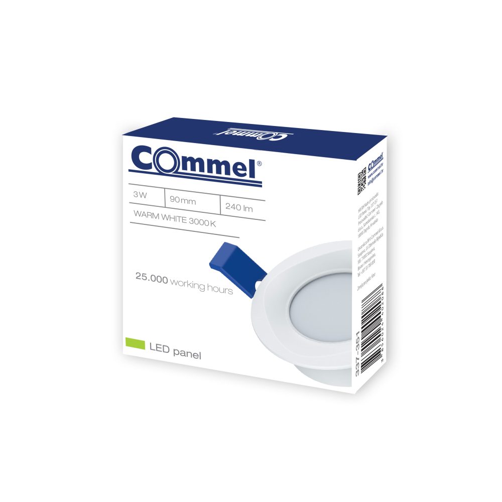 COMMEL LED panel 3W, 3000K, 260lm, bijeli 337-351 - Image 2