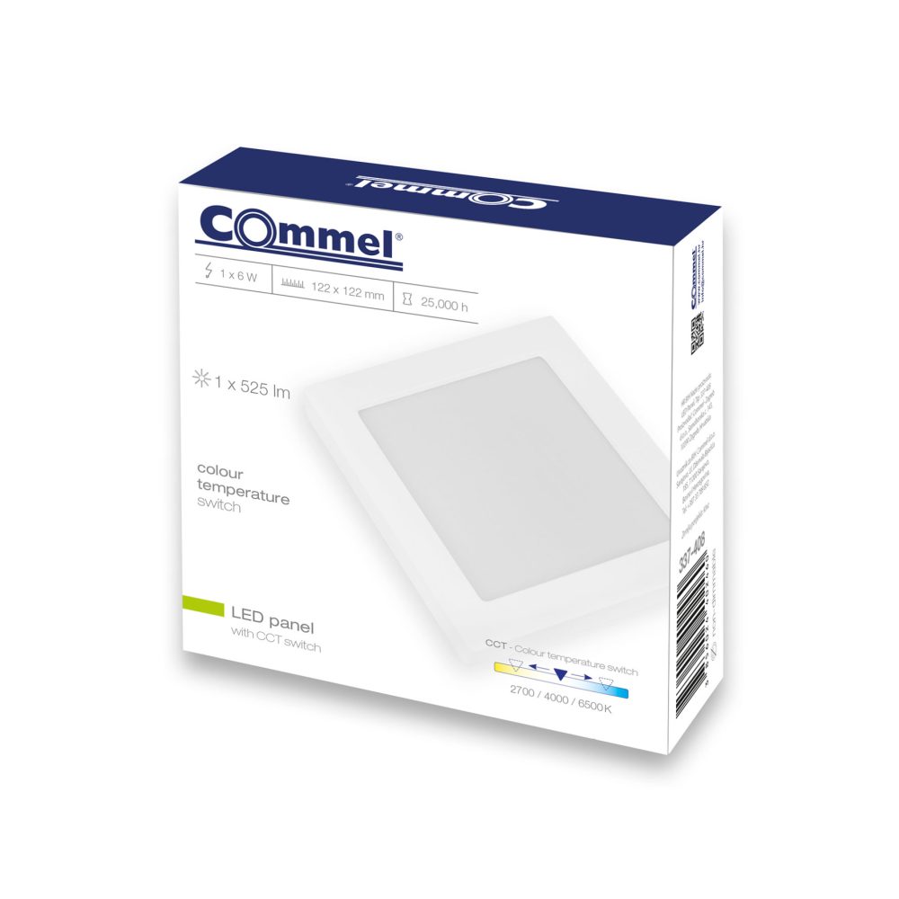 COMMEL LED panel 6W, 2700/4000/6500K, 525lm, sklopka, bijeli 337-408 - Image 2