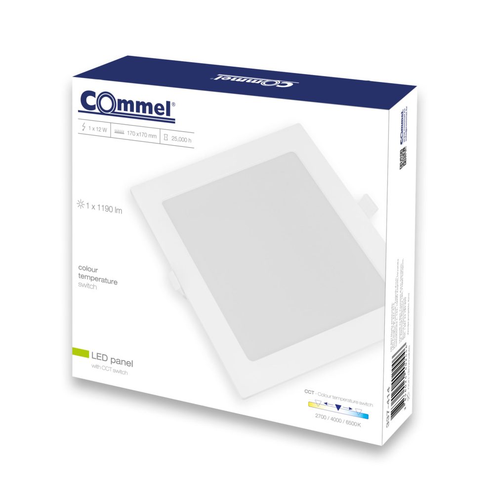 COMMEL LED panel 12W, 2700/4000/6500K, 1190lm, sklopka, bijeli 337-414 - Image 2