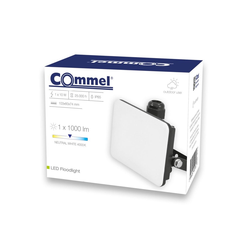 COMMEL LED reflektor 10W 4000K 1000lm crni 306-213 - Image 3