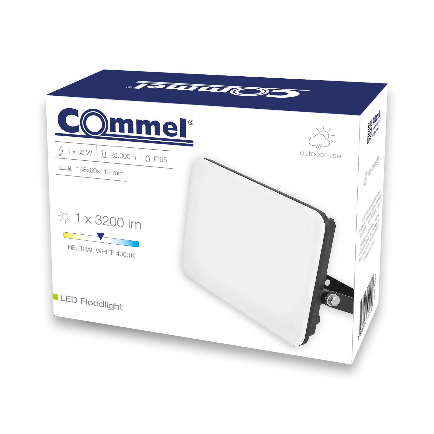 COMMEL LED reflektor 30W 4000K 3200lm crni 306-233 - Slika 3