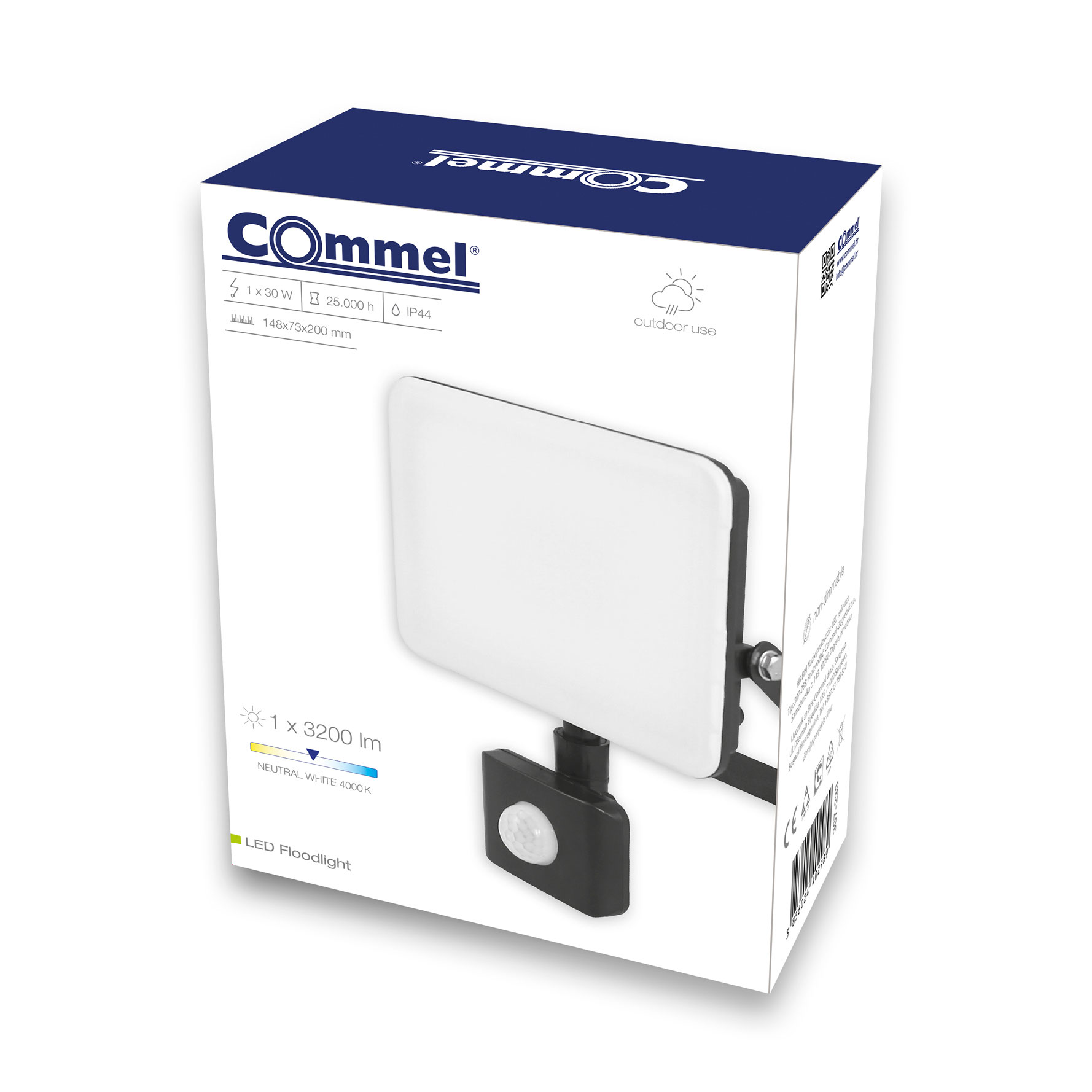 COMMEL LED reflektor 30W 4000K 3200lm detektor pokreta crni 307-233 - Slika 3