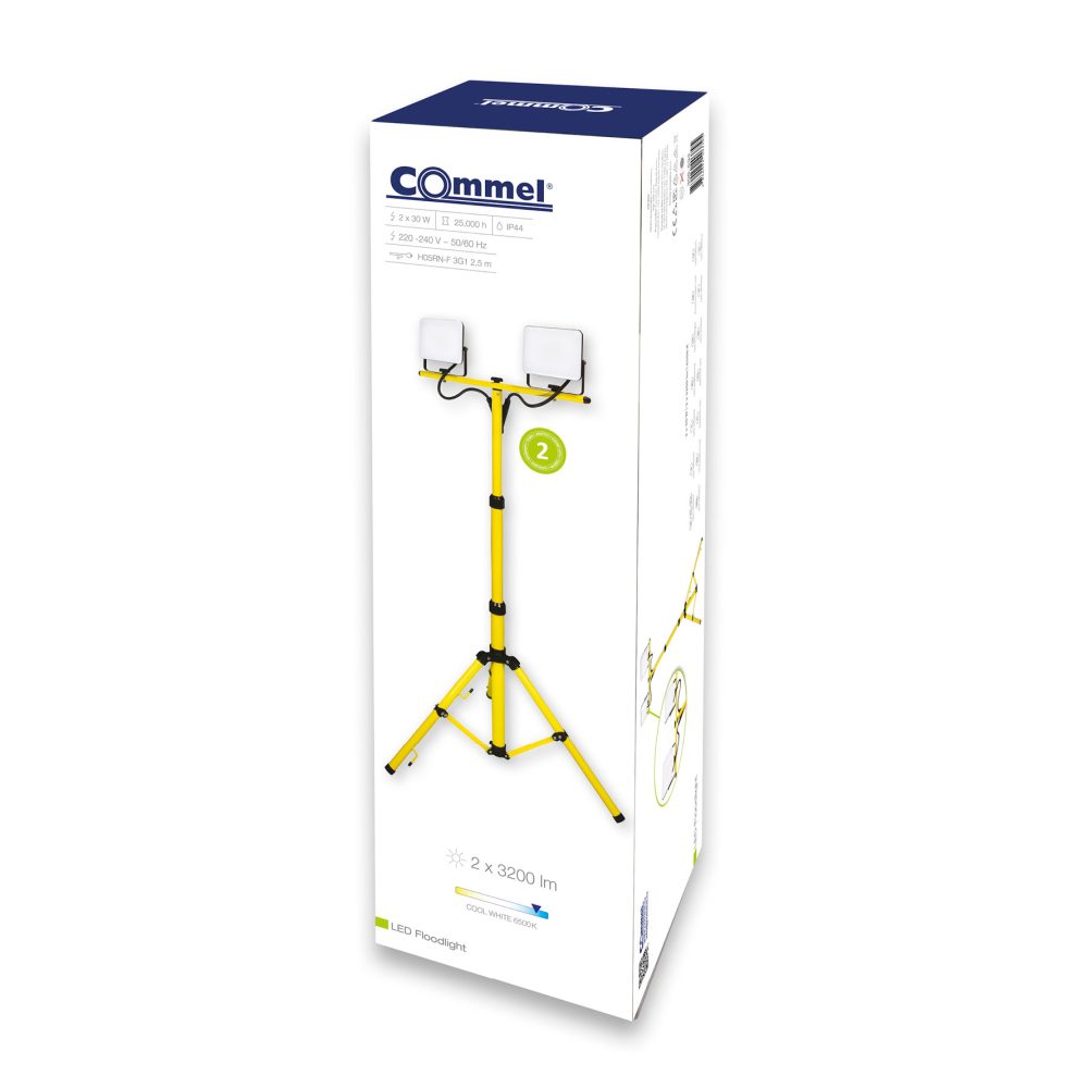 COMMEL LED reflektor na stalku 2x30W 6500K 2x3200lm crni 308-533 - Image 3