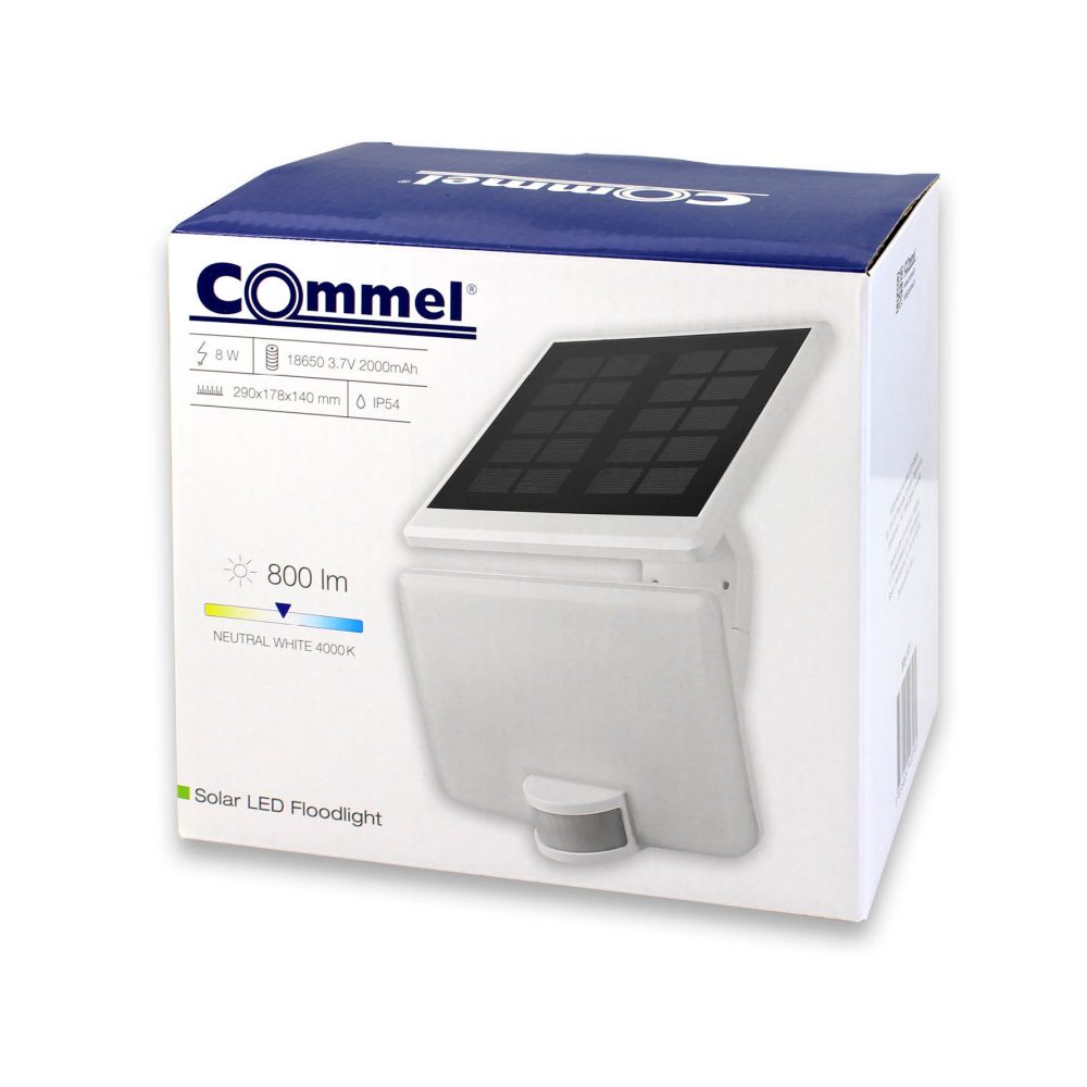 COMMEL LED solarni reflektor 8W 4000K 800lm detektor pokreta bijeli 309-101 - Image 3