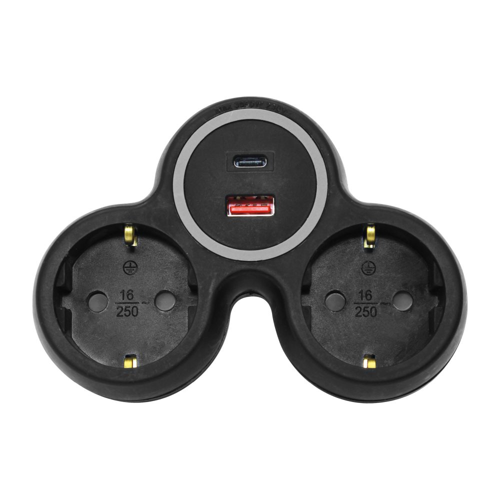 COMMEL razdjelnik 3x utičnica USB 16A crni 240-803 - Image 2