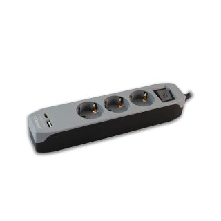 COMMEL produžni kabel 3m 3x utičnica USB 16A sklopka crni 234-415