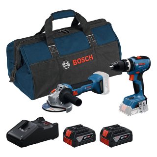 BOSCH aku set - aku udarna bušilica GSB 18V-65 + aku brusilica GWS 18V-8 2xAku 4,0Ah torba